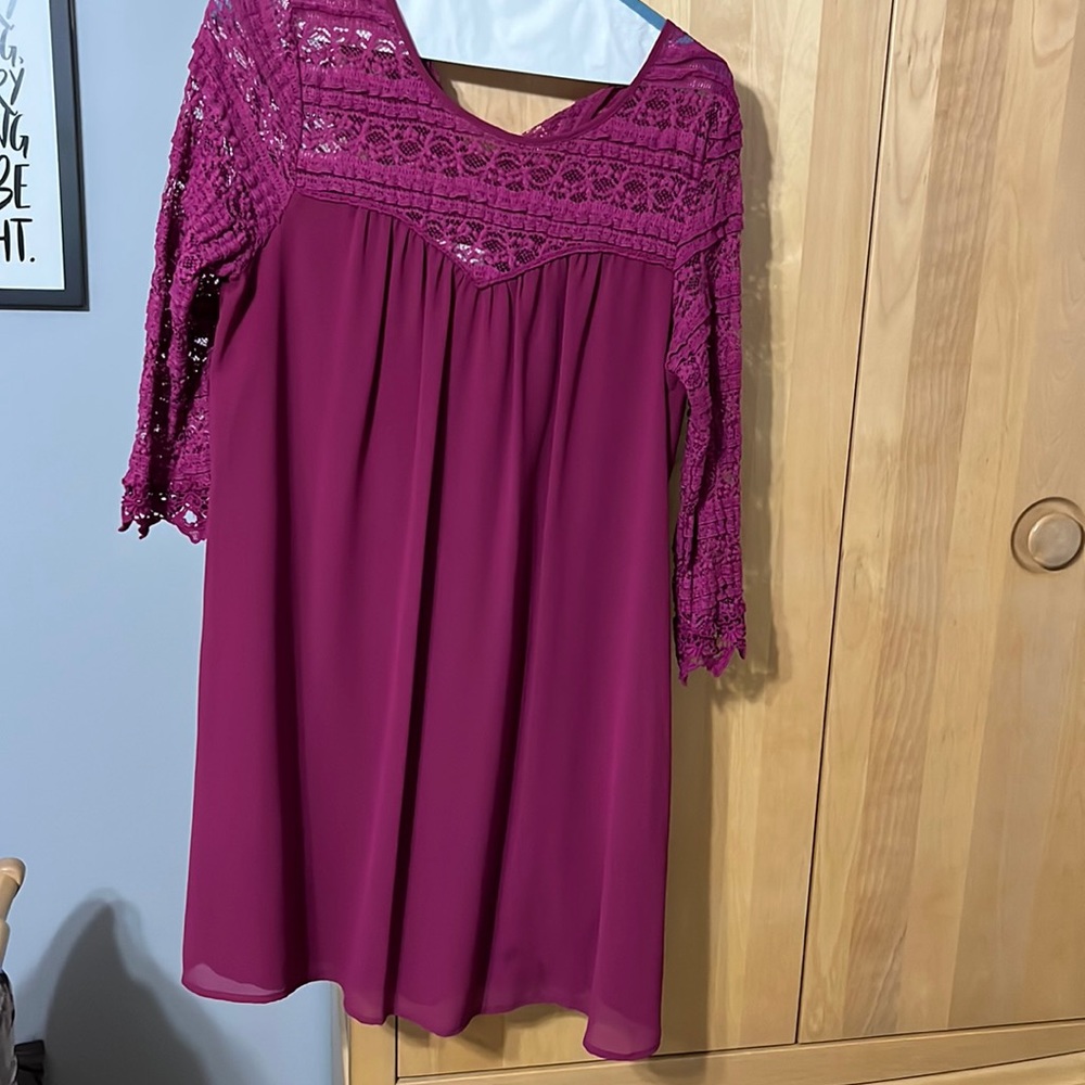 Rose Color Mini Lace Dress